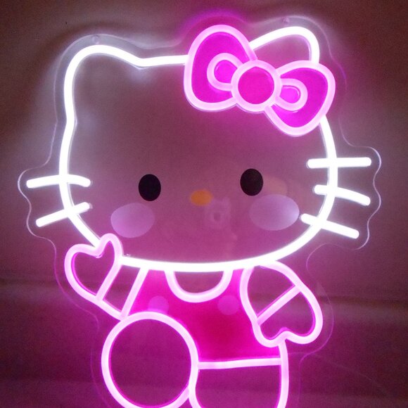 Hello Kitty White & Pink Neon Sign For Girl's Room USB Powered Lighted Sign-NEW - Picture 2 of 6